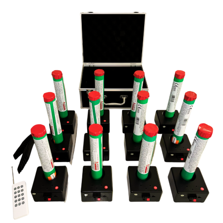 Zaskocz gości niezapomnianym pokazem dzięki naszemu 12-kanałowemu systemowi do zdalnego odpalania fajerwerków, idealnemu na gender reveal, pierwszy taniec czy podanie tortu. pirosklep.pl