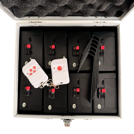 Zestaw do elektronicznego odpalania pirotechniki z różowym dymem wprowadzi bajkową atmosferę na baby shower – łatwy w obsłudze, elegancki i efektowny.