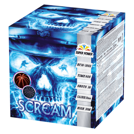 Wyrzutnia z fontanną SCREAM 36 strzałów kaliber 30mm  pirosklep
